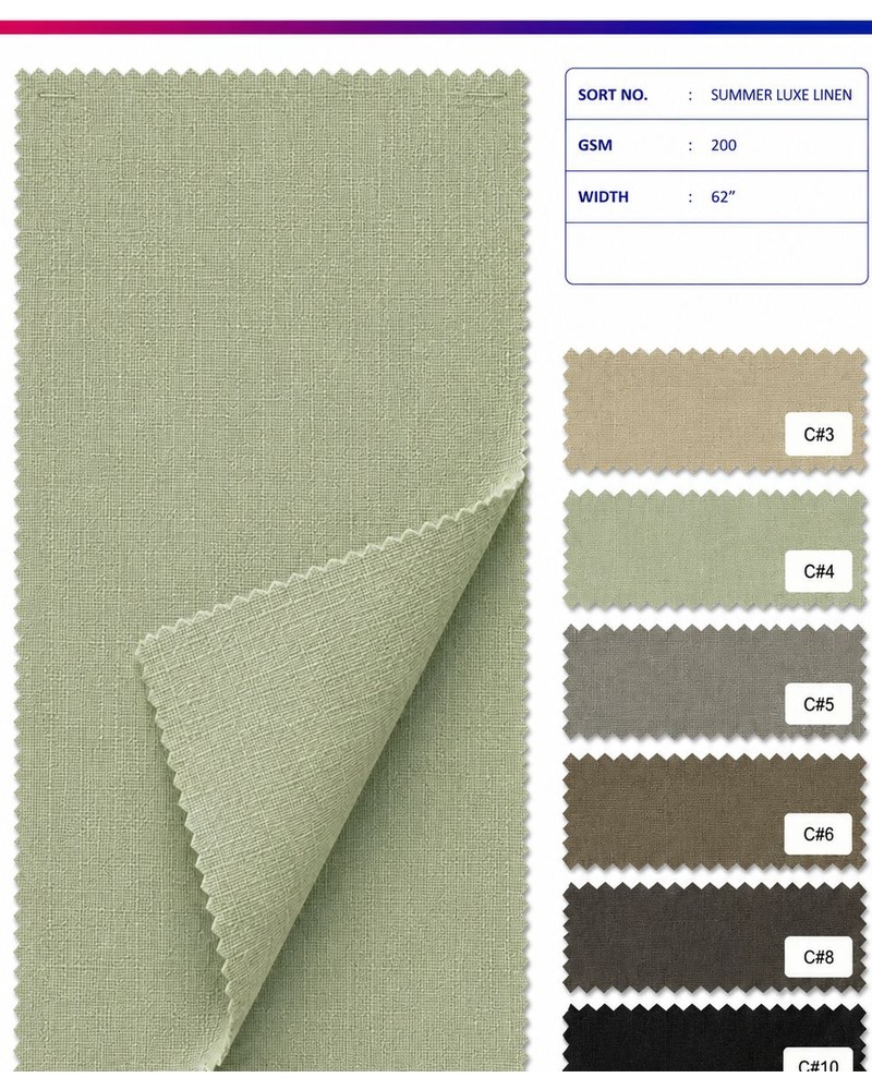 Summer Luxe Linen fabric — available in 6 colours