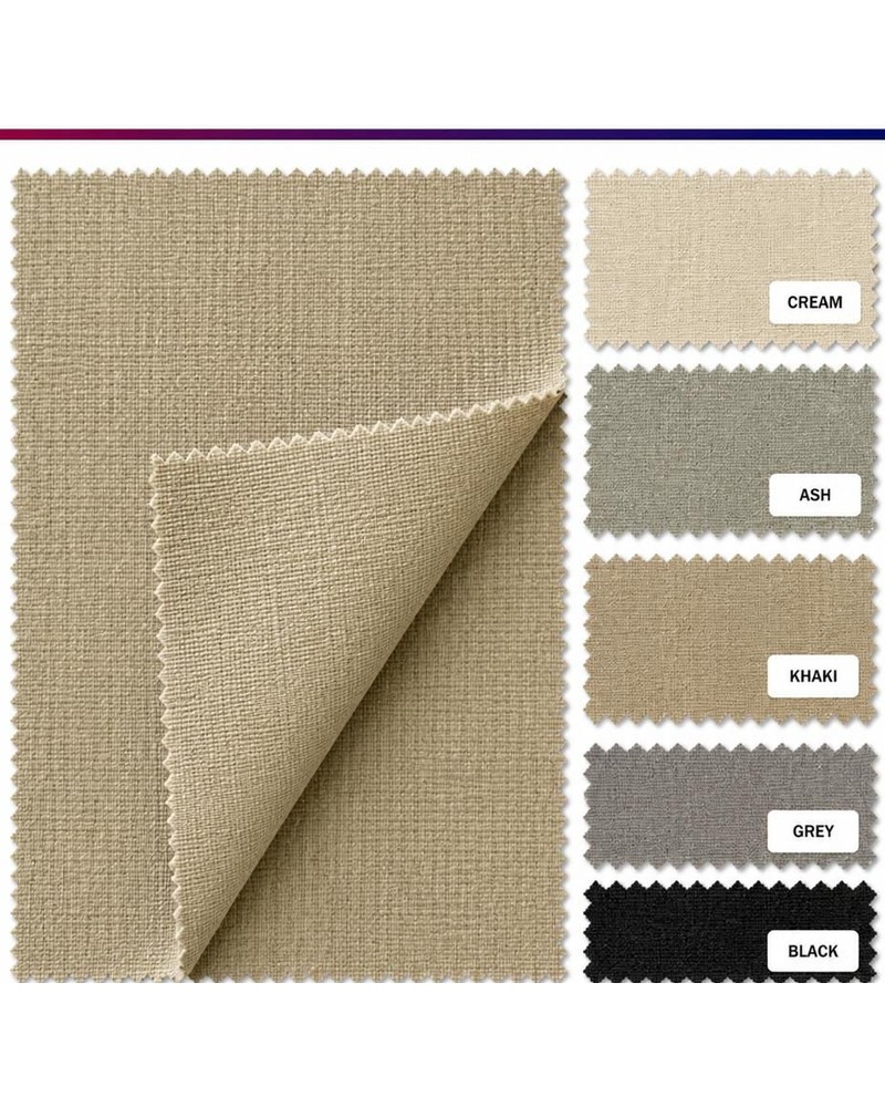 Zara Linen D#2 fabric — available in Cream, Ash, Khaki, Grey, Black